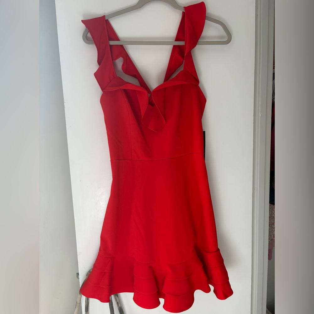 Aidan Mattox Vibrant Red Ruffle Mini Dress
